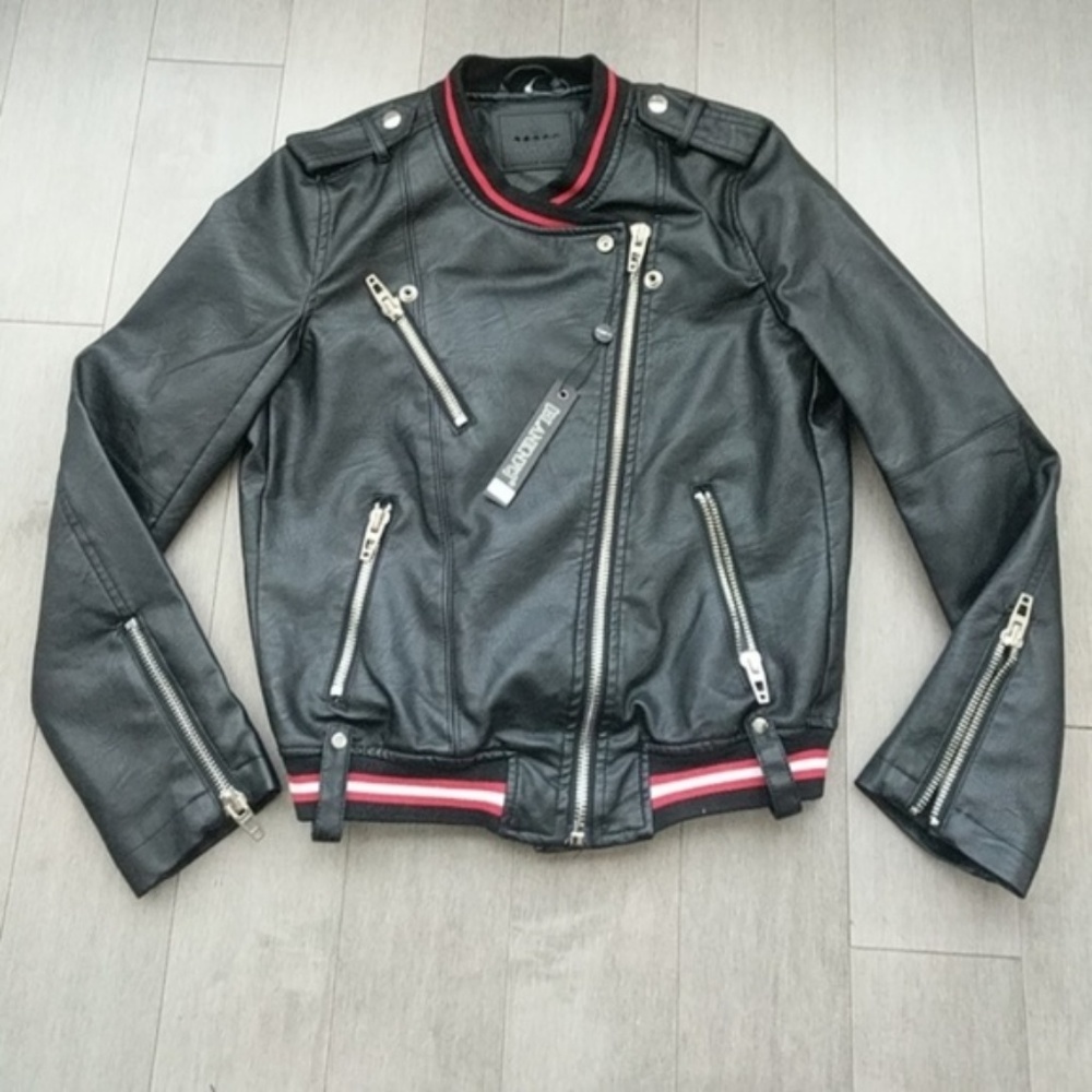 NWT BLANK NYC black faux leather moto jacket XS